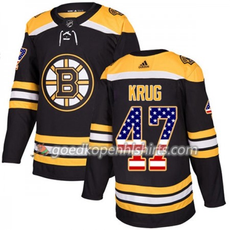 Boston Bruins Torey Krug 47 Adidas 2017-2018 Zwart USA Flag Fashion Authentic Shirt - Mannen